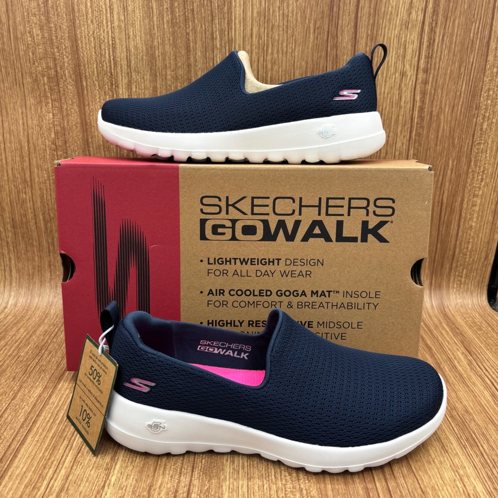 Skechers Go‎ Walk Joy Aurora Women 6 Navy Slip On Sneakers 124637 NVW NEW